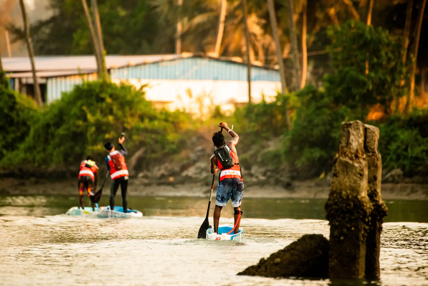 Stand Up Paddling athlete training on open water